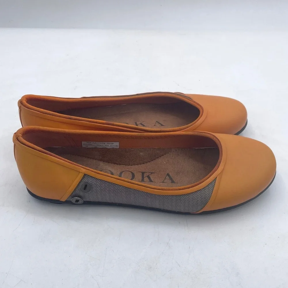 Chooka Nobotana Zig Orange Rubber Rain Flats‎ Womens 8 Waterproof Herringbone